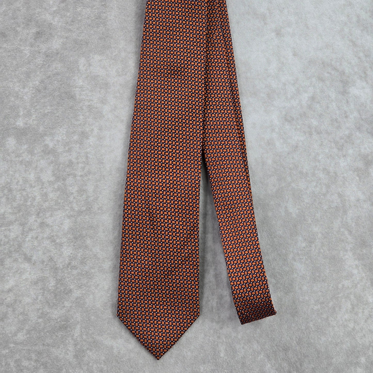 Sartoria Sarar Orange Blue Geometric Silk Italy Executive Neck Tie Men's