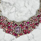 Zara Pink Rhinestone Gem Chain Link Multicolor Statement Necklace