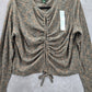 Wild Fable Brown Knit Crop Drawstring Split Longsleeve Cozy Top NWT Extra Large