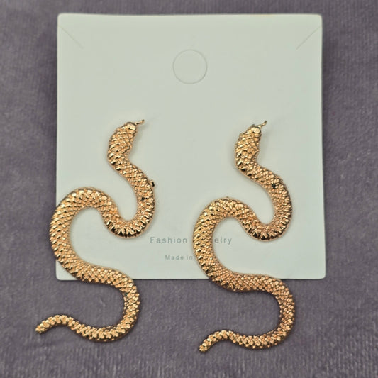 Zara Gold Snake Earrings Stud Fashion Statement Dangle Jewelry NWT