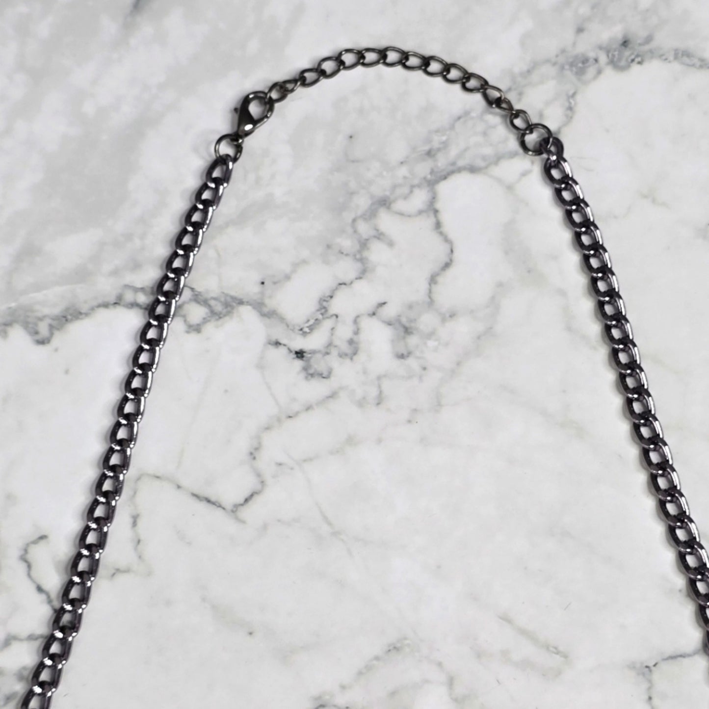 Zara Blue Gray Rhinestone Gem Chain Link Statement Necklace