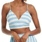 A New Day Blue & White Linen Bungalow Beach Bikini Top Cropped Bra Tank Top L