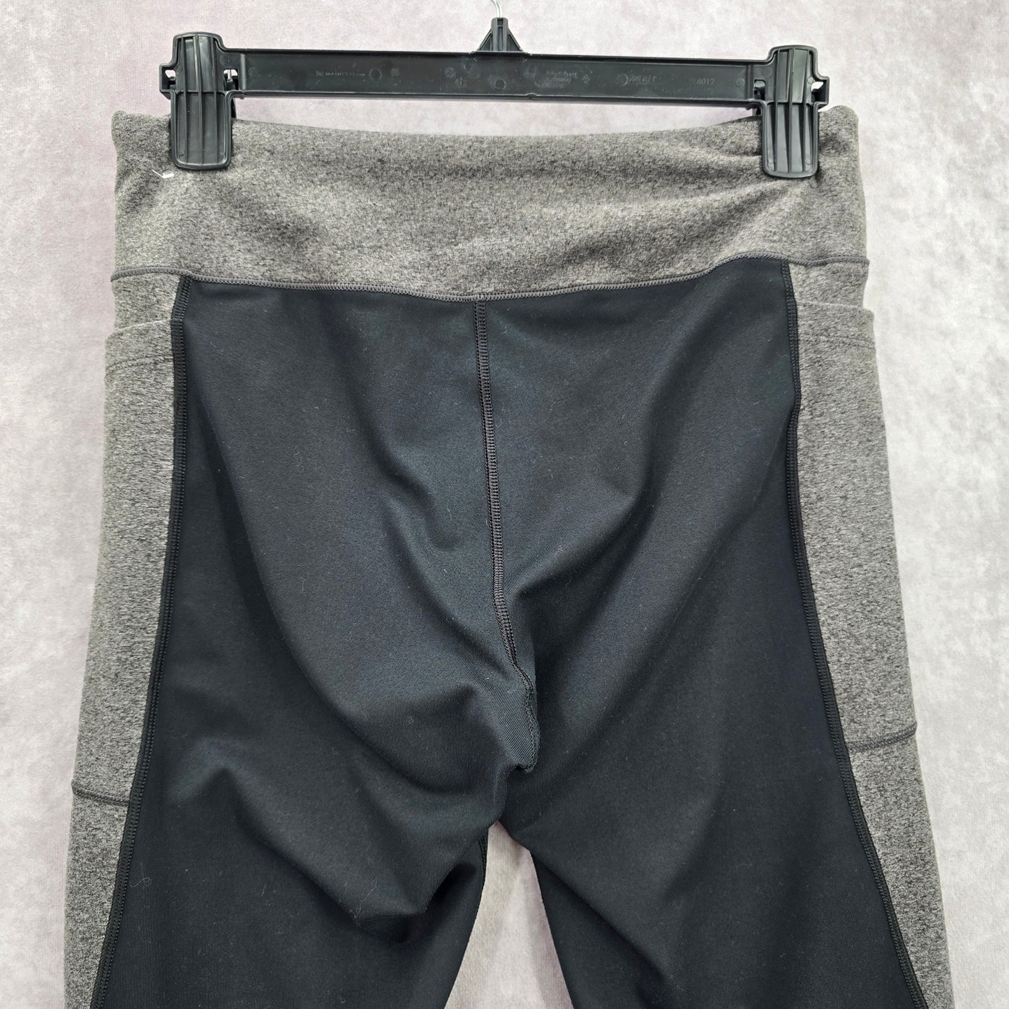 BCG Black Gray Cropped Activewear Workout Legging Pants Bottoms Large