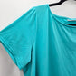 Susan Graver Green Short Sleeve Hi Low Stretchy L Blouse Top Shirt Large