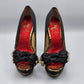 Circus by Sam Edelman Leigh Black Red Gold Platform Heel Shoe Open Toe Pump 6.5M