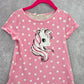 H&M Pink Polka Dot Unicorn Short Sleeve Dress Girls Toddler 4-6Y