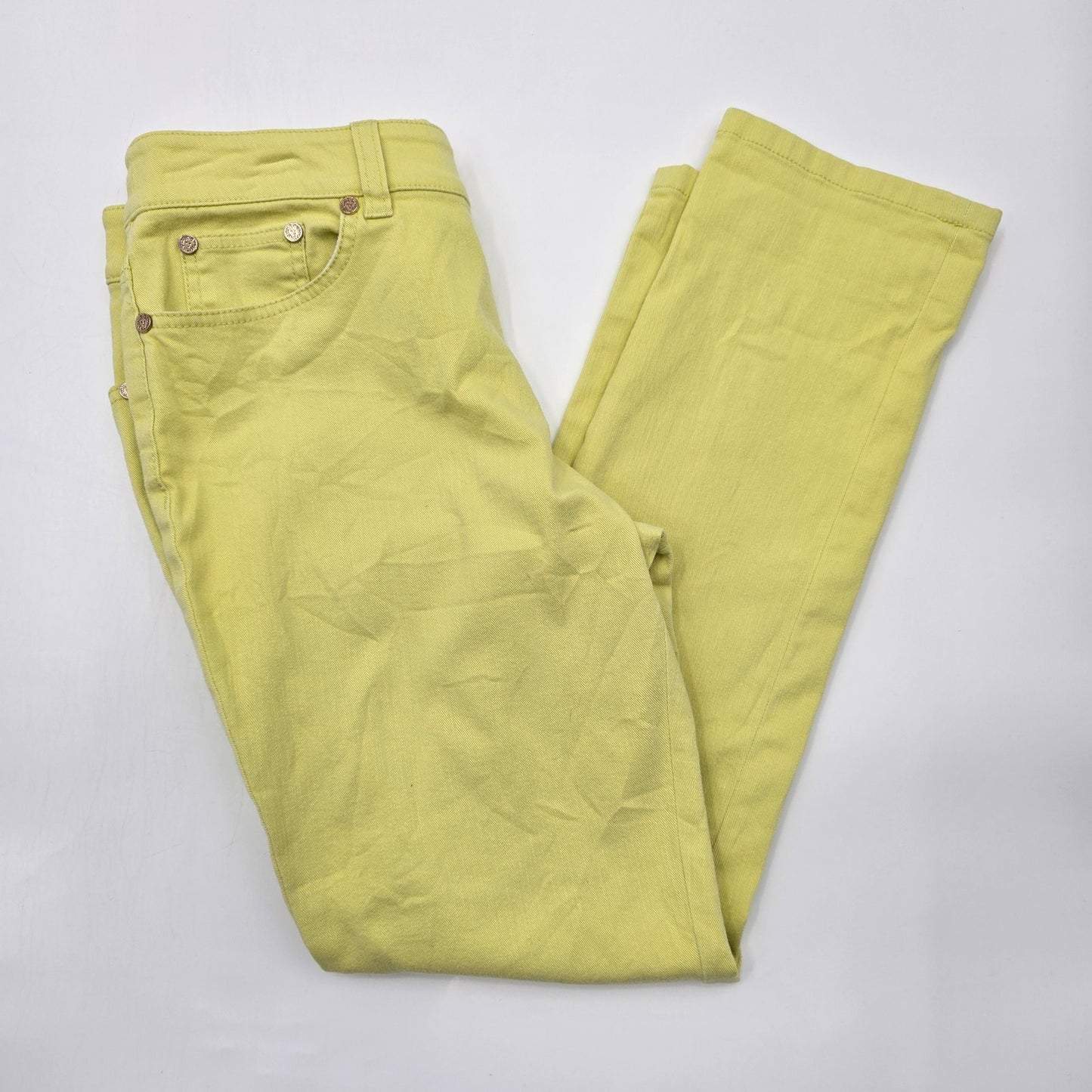 Anne Klein Yellow Straight Skinny Green Denim Jeans Pants Bottoms Plus Size 14