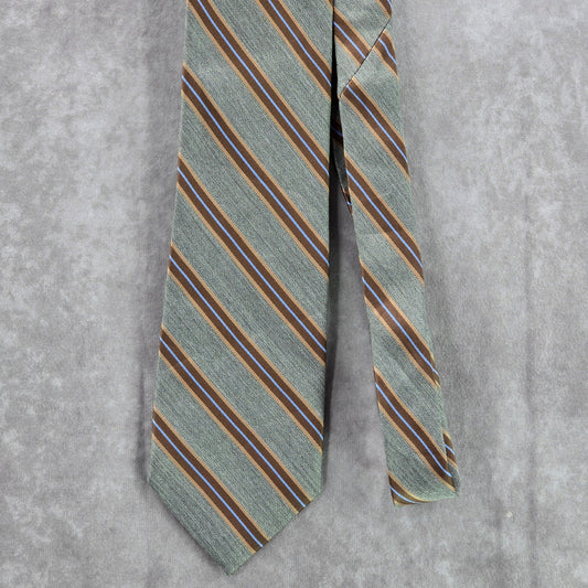 Club Room Gray Brown Blue Stripe 100% Silk Long Men's Neck Tie NWOT