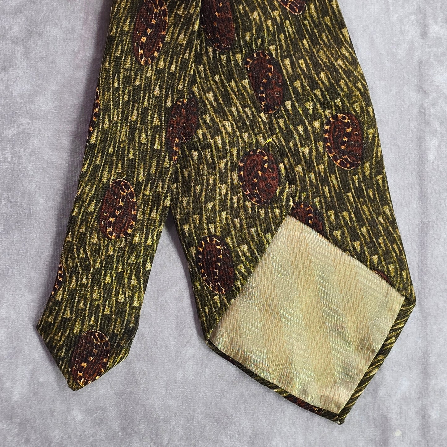 Joseph Abboud Green Brown Geometric Floral 100% Silk Men's Neck Tie NWOT