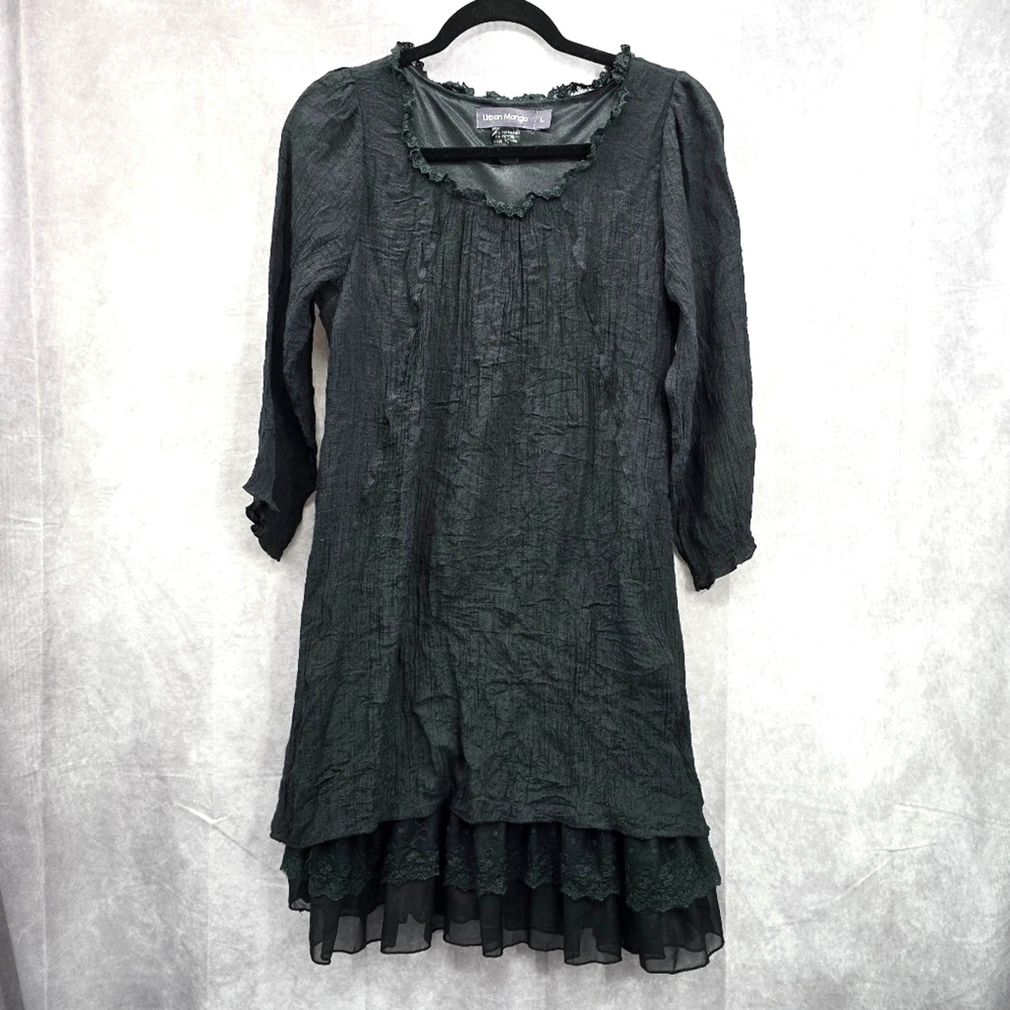 Urban Mango Black Short L Knee Length Lace Dress Size Large