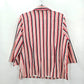 Joanna Red Black Stripe Stretch Button Poly Spandex L Blouse Top Shirt Large