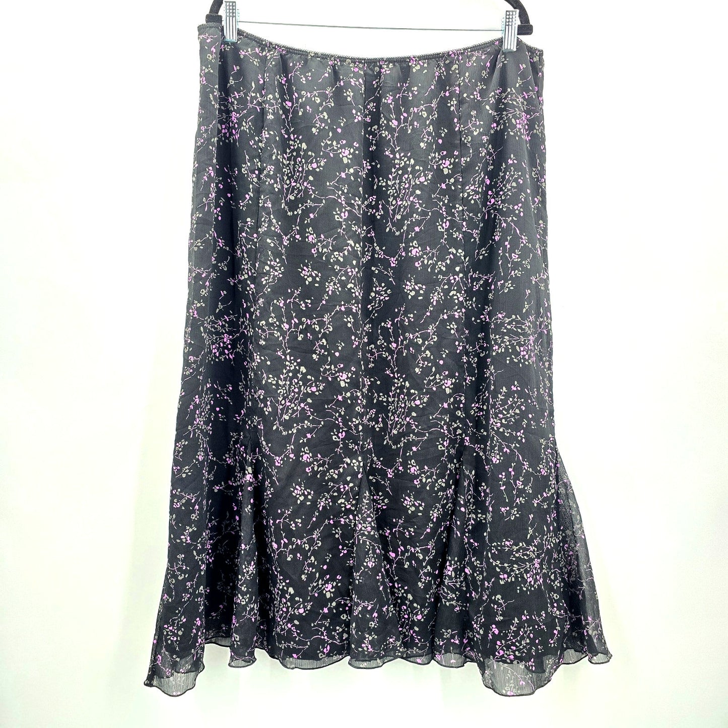 Cato Black Floral Midi Flare Skirt Bottom Plus 18/20W