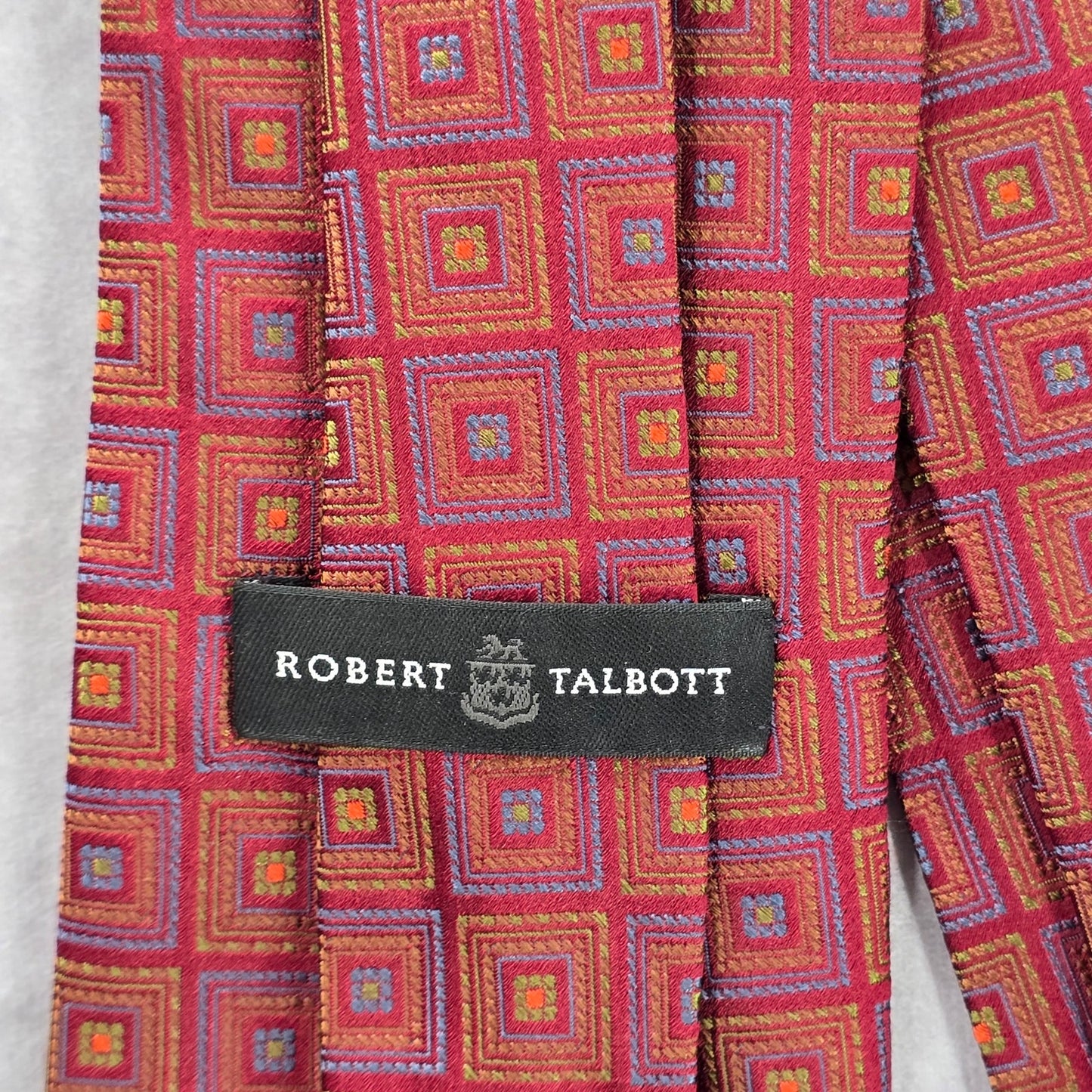 Robert Talbott Red Geometric Hand Sewn Silk Men's Neck Tie NWOT