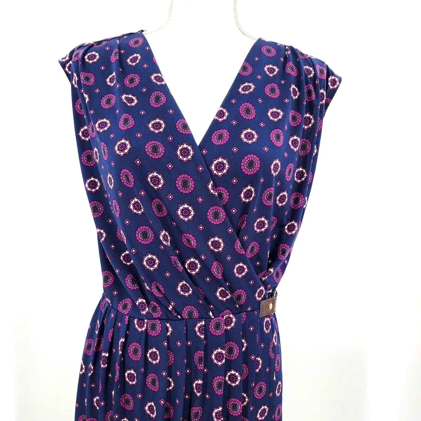 Michael Kors Purple Wrap Pattern Sleeveless Knee Length Dress Medium