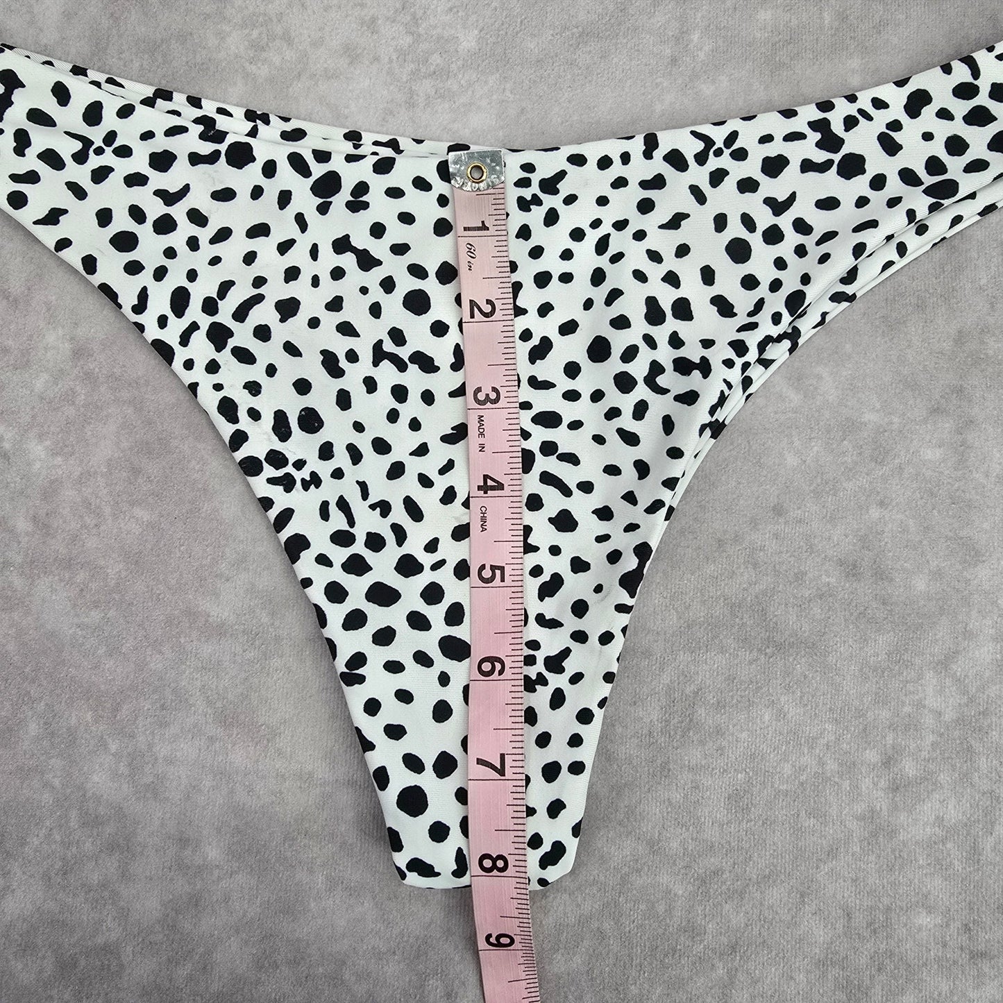 Shein Black White Dots Thong Bikini Bottom Swimwear Medium