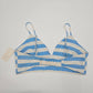 A New Day Blue & White Linen Bungalow Beach Bikini Top Cropped Bra Tank Top L