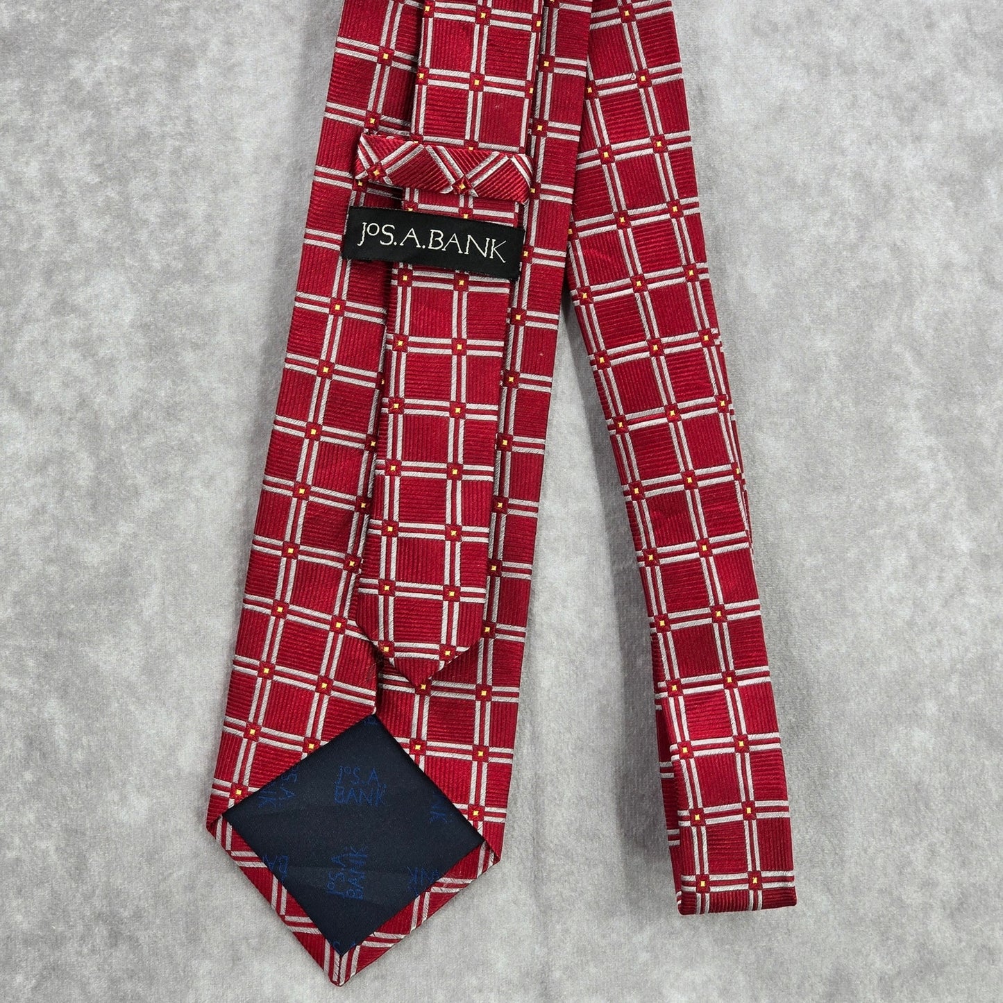 Jos. A. Bank Red White Stripe Geometric 100% Silk Men's Neck Tie NWOT