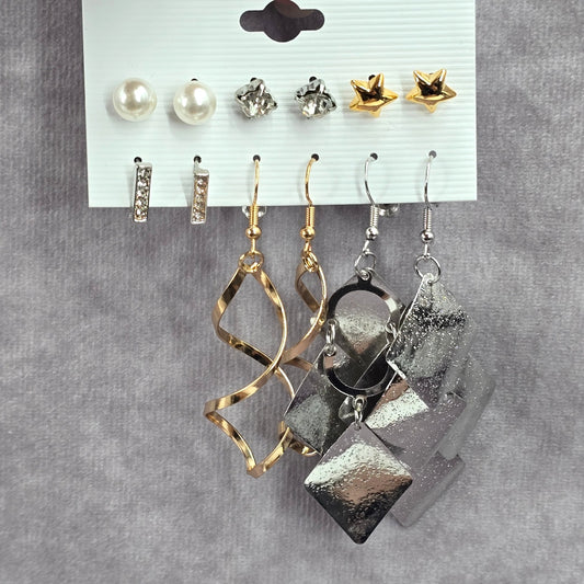 Zara Dangle Hoop Stud Set of 6 Bundle Earring Fashion Jewelry NWT