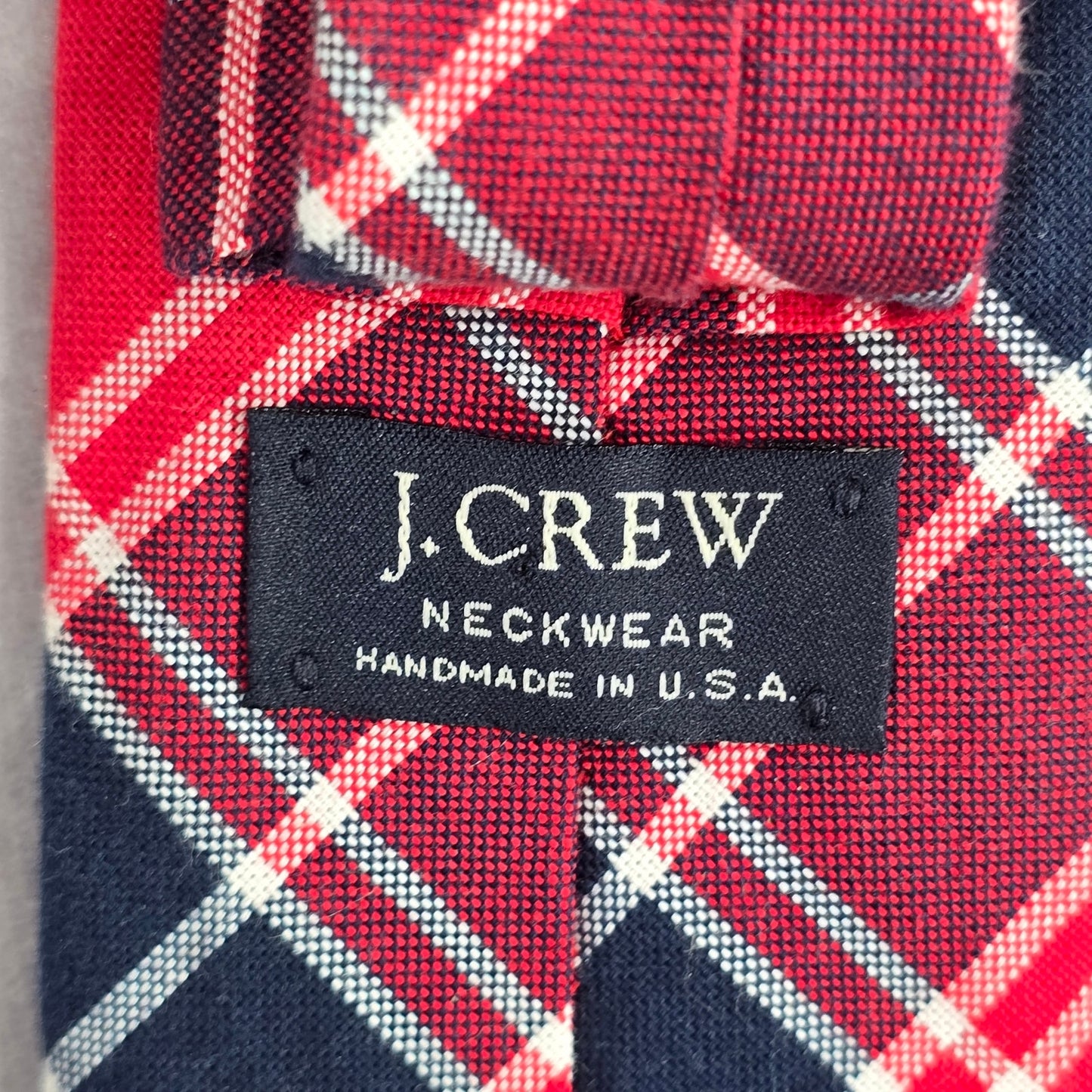 J. Crew Red Blue White Plaid 100% Cotton Men's Neck Tie NWOT