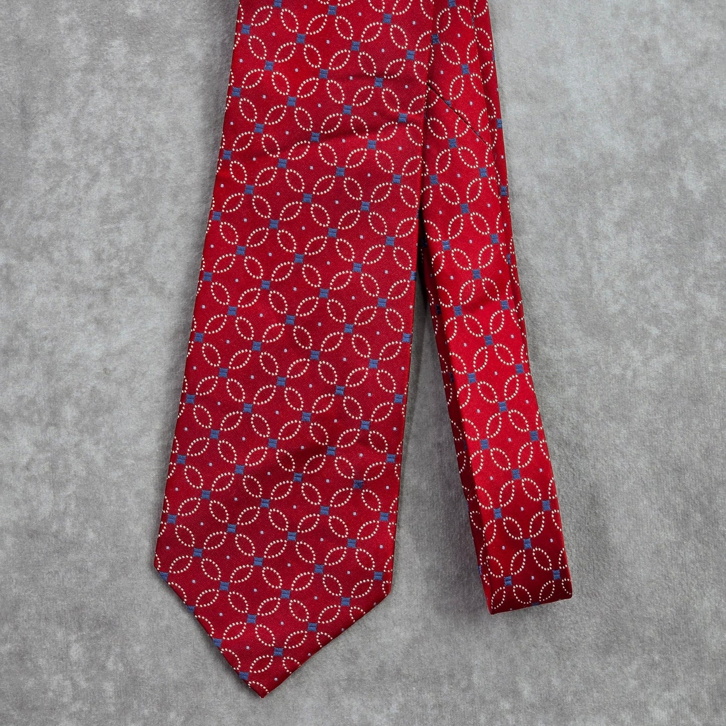 Jones New York Red White Blue Geometric Floral 100% Silk Men's Neck Tie NWOT