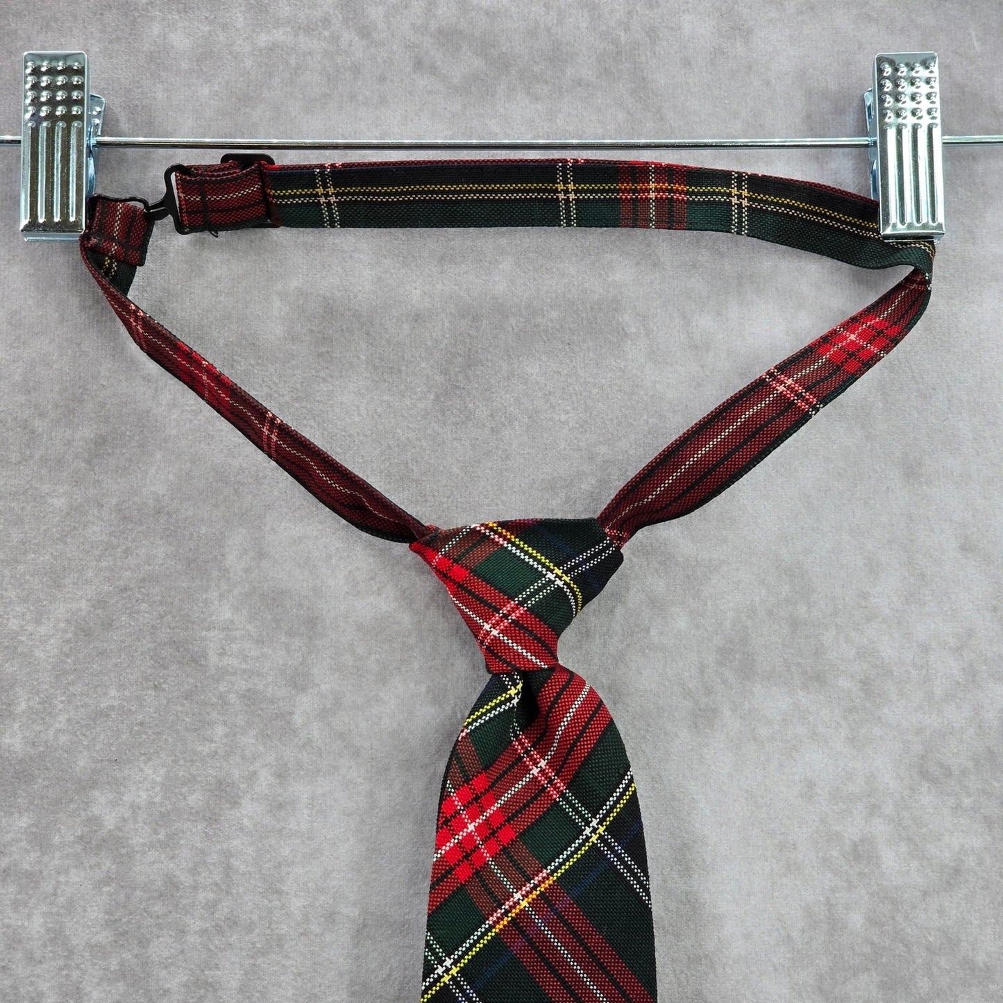 Flynn O'Hara Uniform Red Green Blue Plaid Tartan Adjustable Clip Youth Tie 14