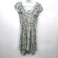 Koovs Blue Mint Short Flare Boho Wrap Floral Dress Size S