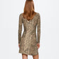 Mango MNG Printed Short Dress Long Sleeve Brown NWT Plus 16