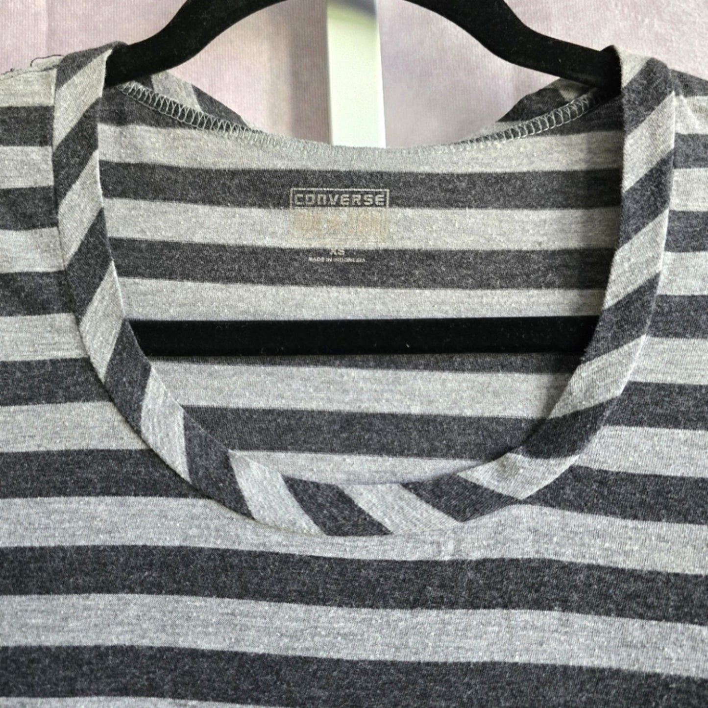 Converse Gray Striped Long Sleeve Top Blouse Sweater XS Extra Small