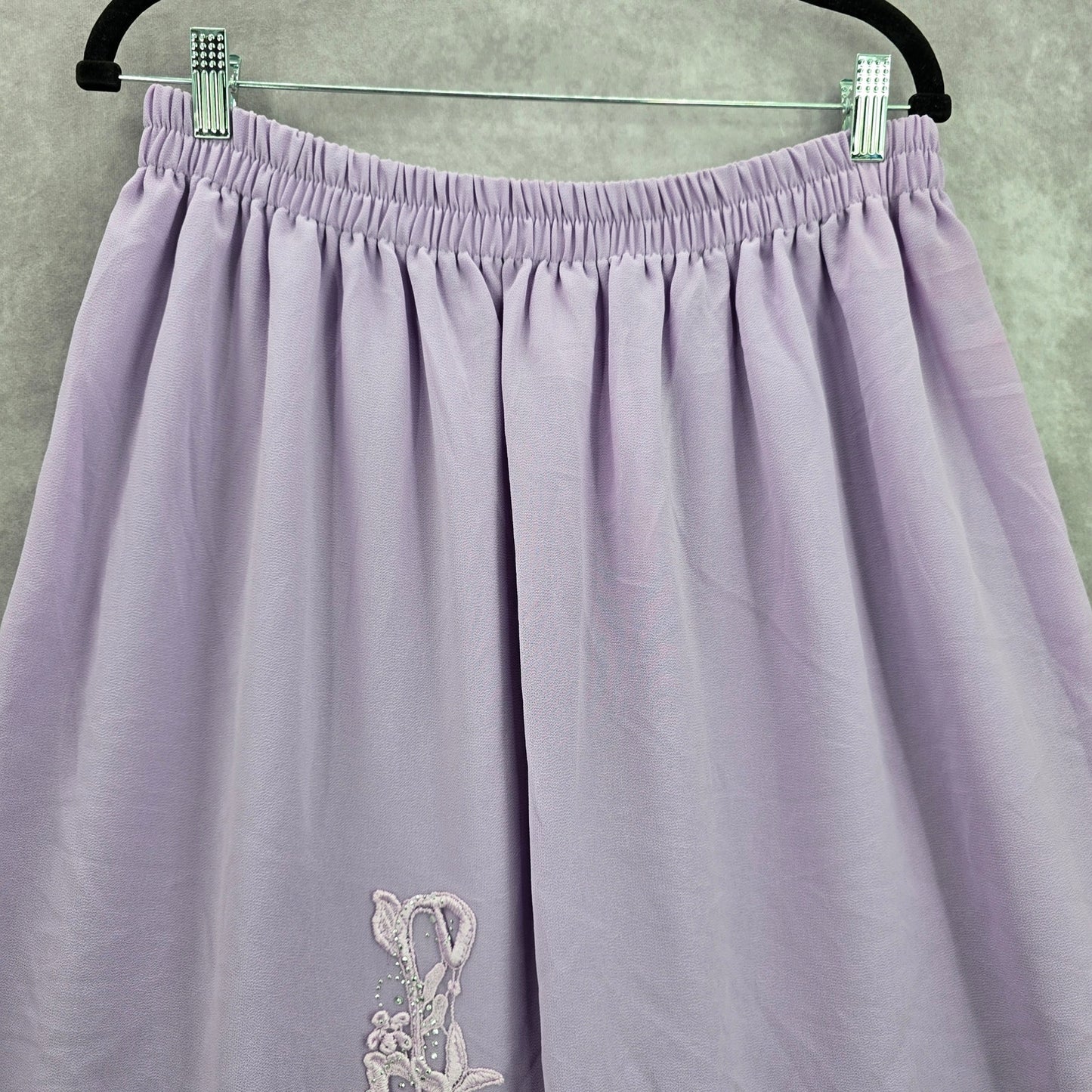 J. Jill Purple Lace Asymmetrical Rhinestone Layer Split Side Skirt Plus 4XL