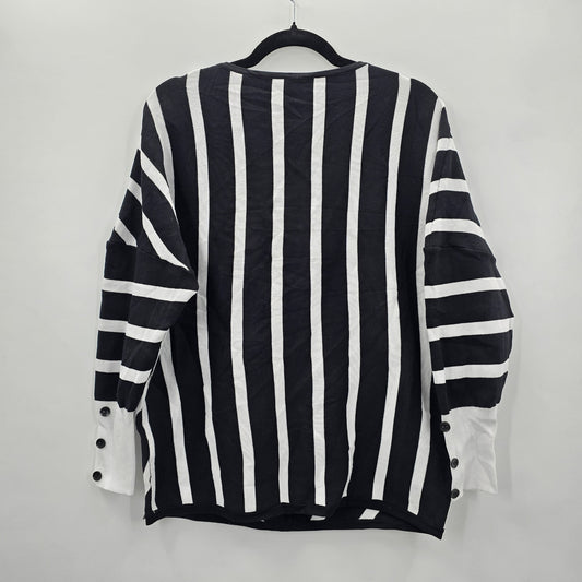 Zara Black White Stripes Sweater Pullover Extra Large XL