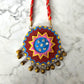 Red Circle Bell Pendant Rhinestone Clay Fashion Jewelry Necklace