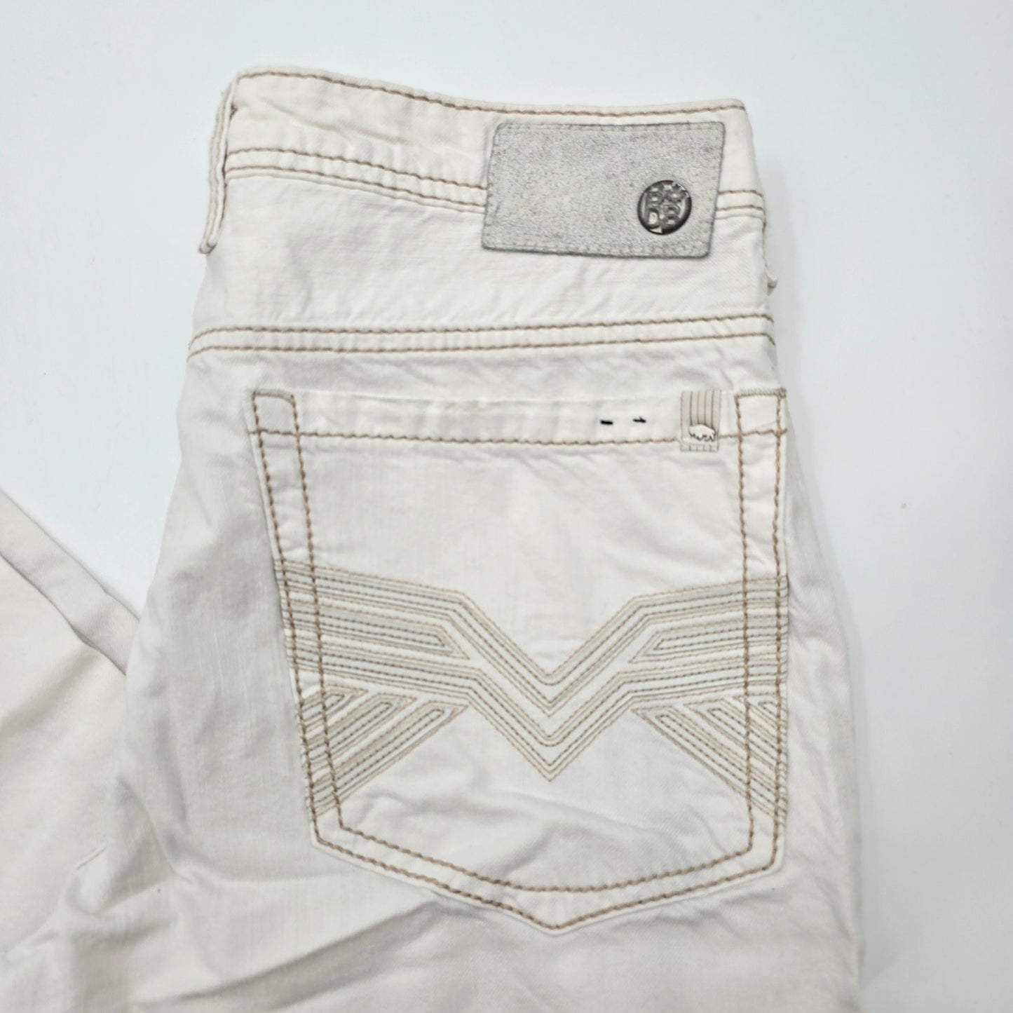 Buffalo David Bitton White Denim Jeans Pants Bottoms Mens Straight 34x30