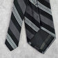 DKNY Black Silver Plaid Stripe Geometric Executive Silk Neck Tie Men's