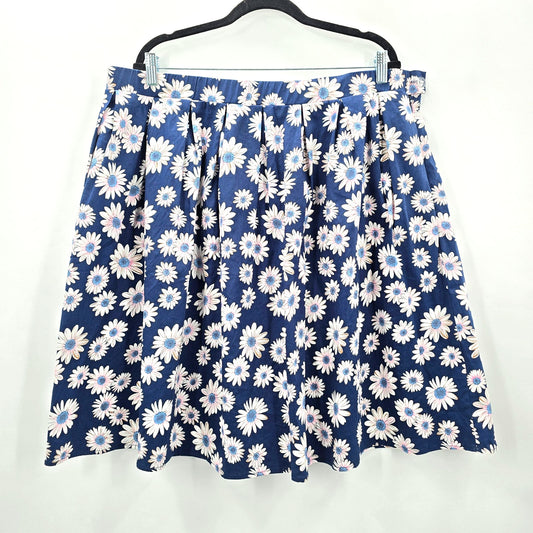 Taydey Fashion Blue Floral Short Pleated Skirt Plus 3XL