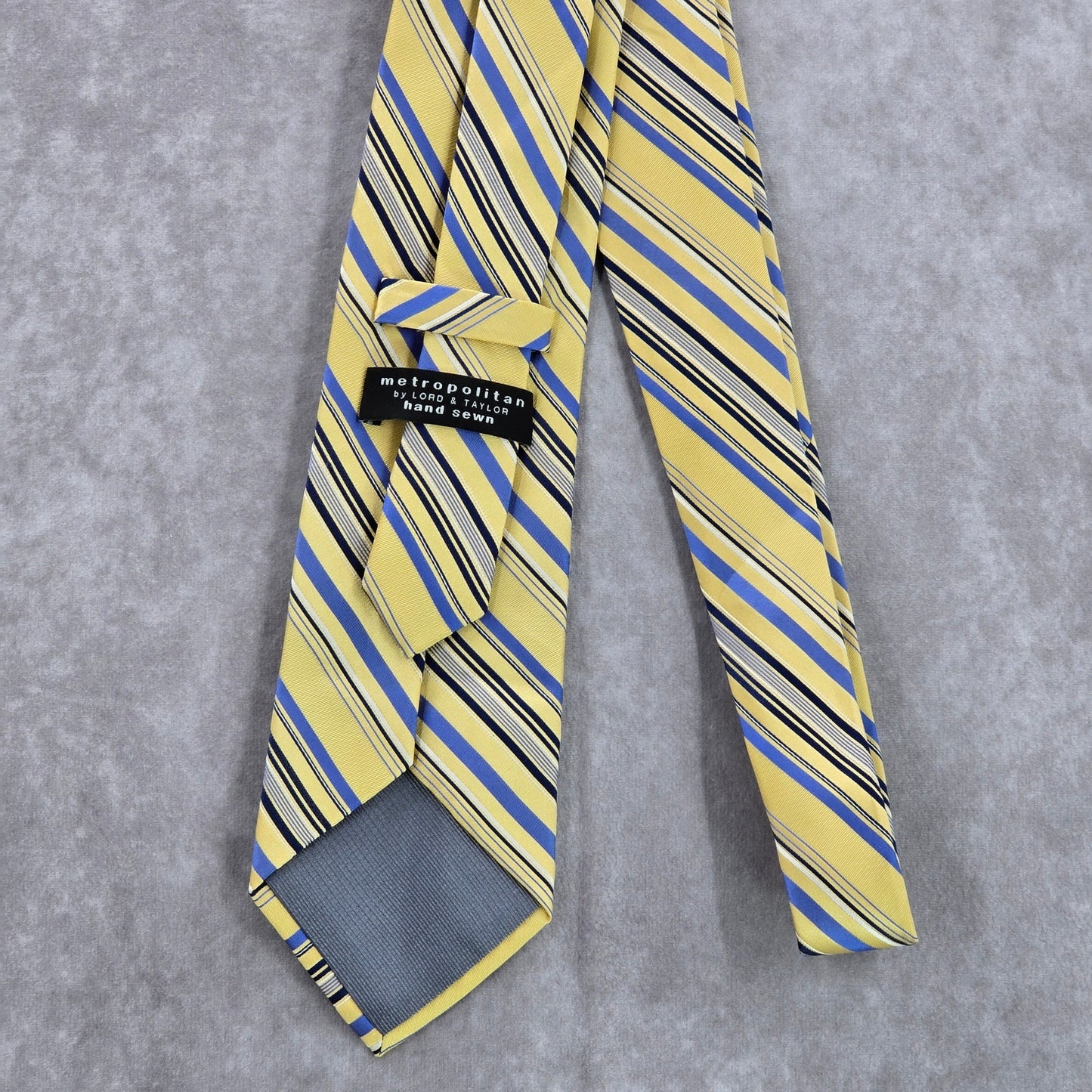 Lord & Taylor Metropolitan Yellow Stripe 100% Silk Men's Neck Tie NWOT