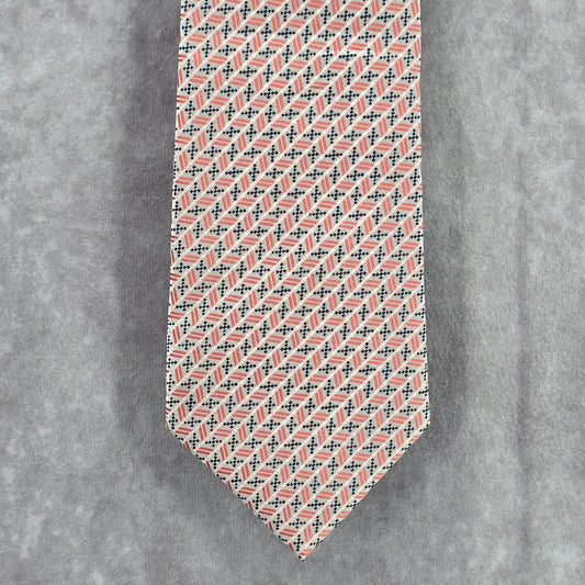 Vitali K Pink Gray Geometric 100% Microfiber Handmade Men's Neck Tie NWOT