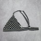 Shein Black White Stripe Triangle Adjustable Hook Bikini Top Swimwear Medium