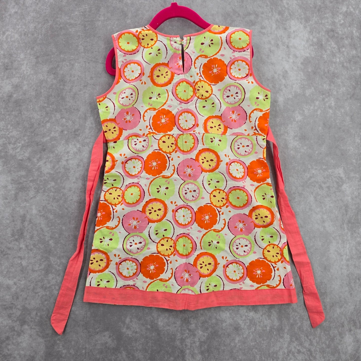 Pink Floral Fruit Print Summer Tunic Sleeveless Cotton Top Girls Toddler 5T