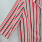 Joanna Red Black Stripe Stretch Button Poly Spandex L Blouse Top Shirt Large