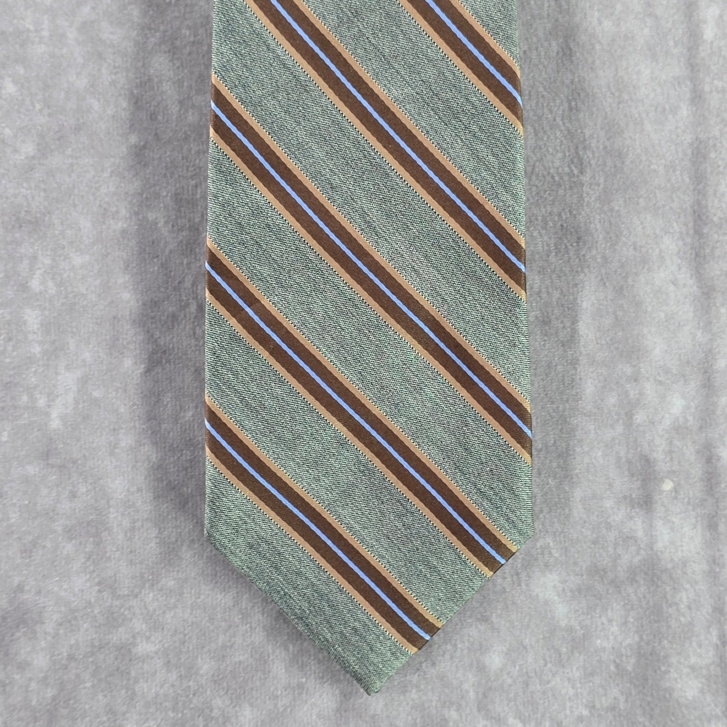 Club Room Gray Brown Blue Stripe 100% Silk Long Men's Neck Tie NWOT