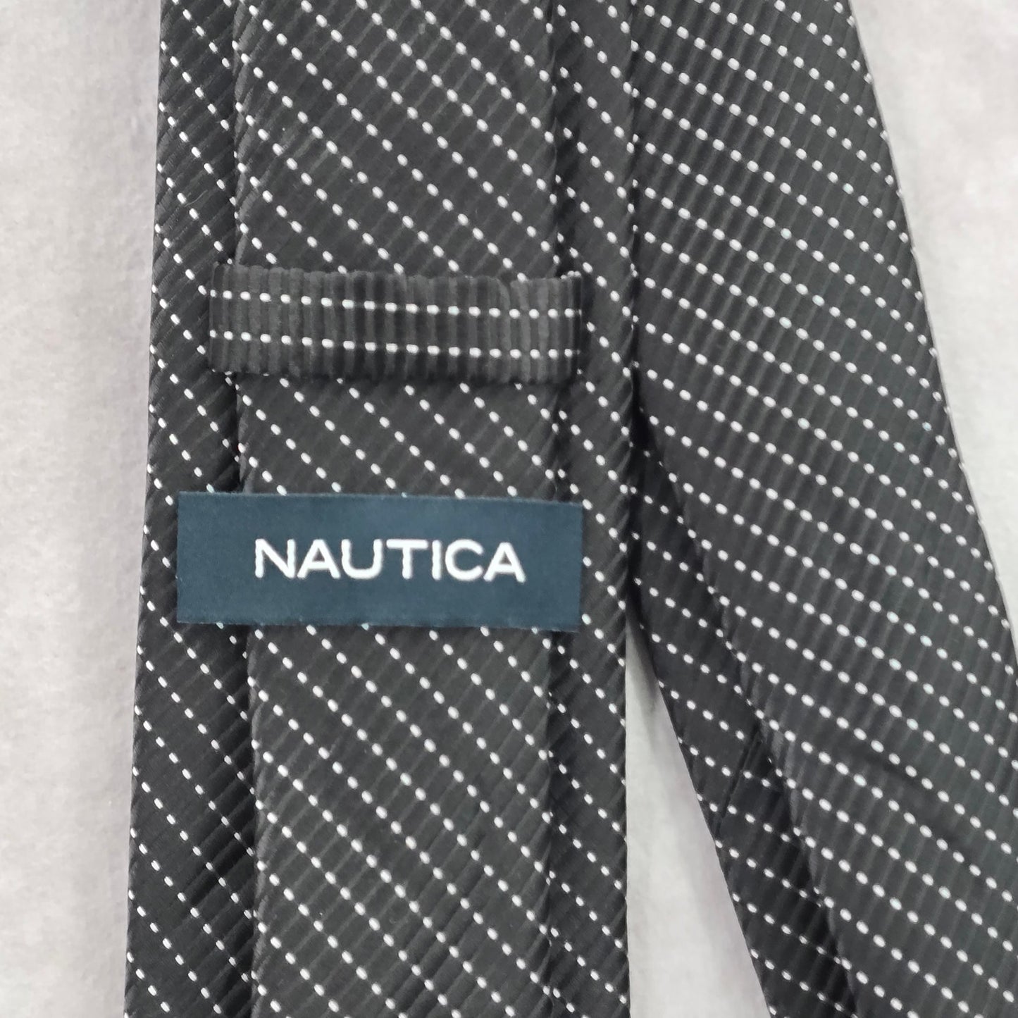 Nautica Black White Polka Dot Stripe Executive Geometric Neck Tie Men's