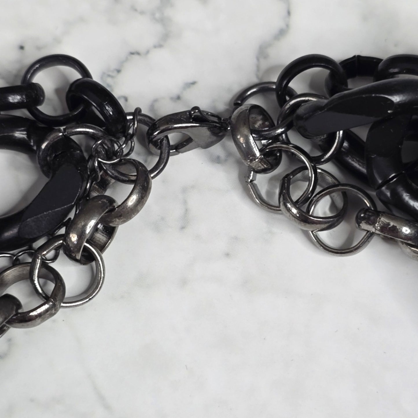 Phoebus Accessories Black Chunky 3 Layer Chain Link Necklace NWT