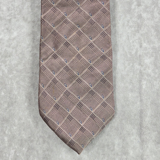 Nautica Brown Purple Blue Plaid Diamond 100% Silk Men's Neck Tie NWOT