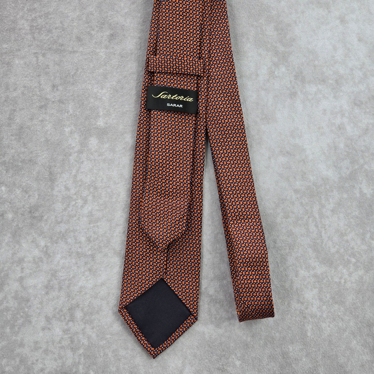 Sartoria Sarar Orange Blue Geometric Silk Italy Executive Neck Tie Men's