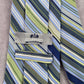 Stafford Blue Green Stripe Repp Geometric Silk Neck Tie Men's