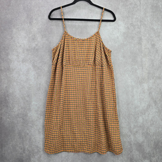 Wild Fable Orange Brown Plaid Tartan Short Sleeveless Strap Dress Plus XXL 1XL