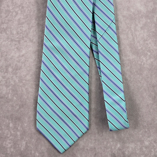 Saddlebred Blue Stripe Repp Geometric 100% Silk Men's Neck Tie