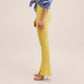 Mango MNG Side Slit Knit Pants Yellow NWT Large