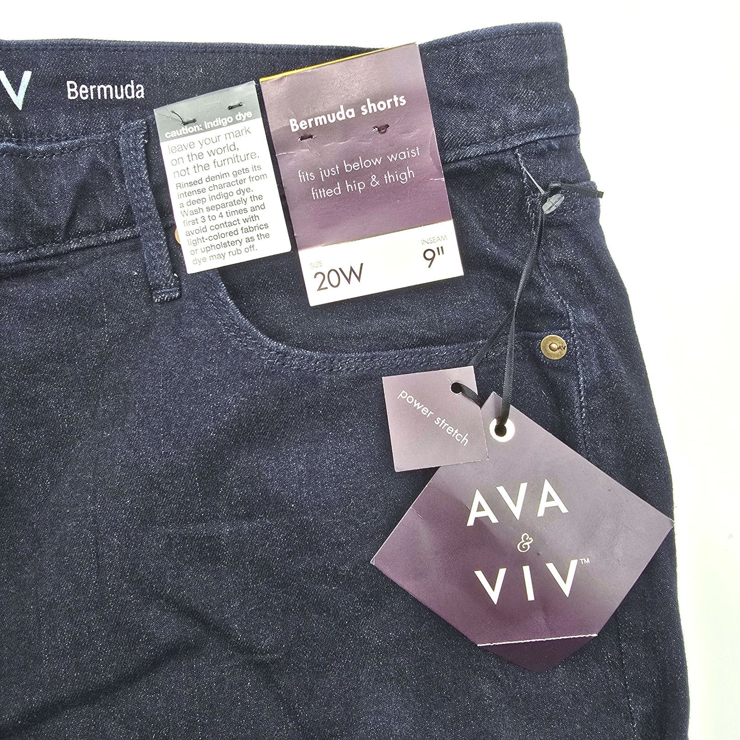 Ava & Viv Blue Bermuda Stretch Shorts Bottoms Pants Plus Size 20W NWT