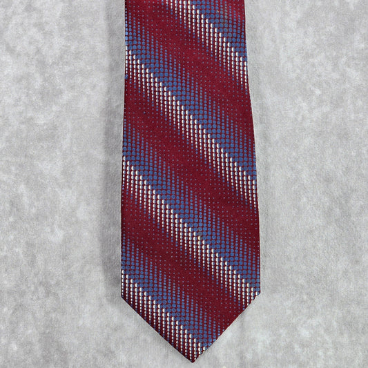 Stafford Essentials Burgundy Stripe Dot 100% Silk Men's Neck Tie NWOT